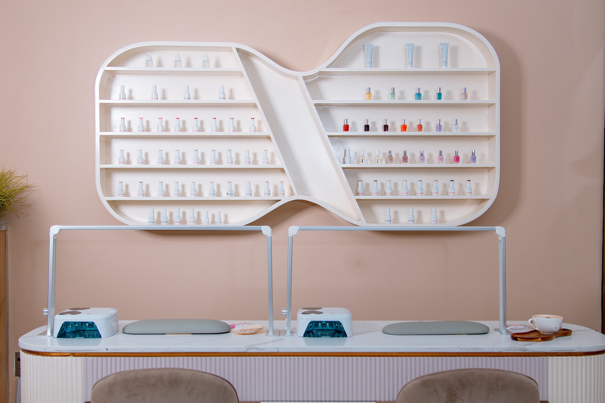 Products arranged at the Aura Spa treatment counter