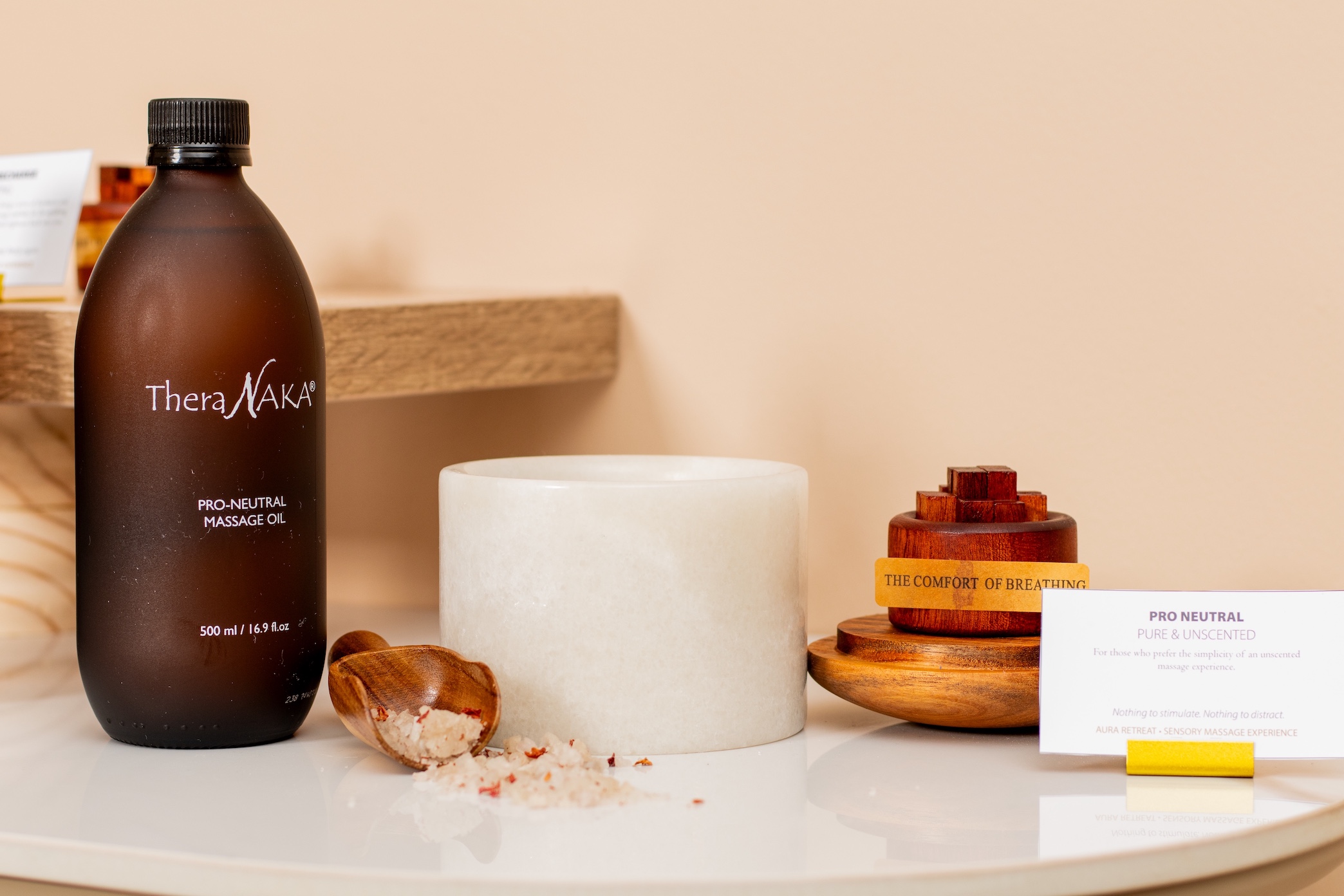 Aromatherapy products arranged for a spa treatment